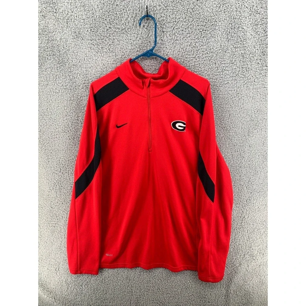 Nike Team Georgia Bulldogs‎ Red Fit Dry Quarter Zip Pullover Mens XXL